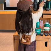 儿童时尚 甜美可爱卡通豹纹迷你斜跨配饰包女童链条包潮 高颜值韩版