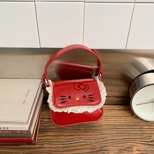 2025新款小公主可爱猫咪图案时尚斜跨配饰包儿童韩版小方包单肩包