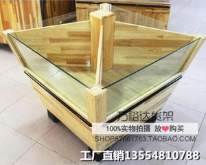 商场超市木质米粮桶五谷杂粮柜实木米斗箱米面展示货架支持定制