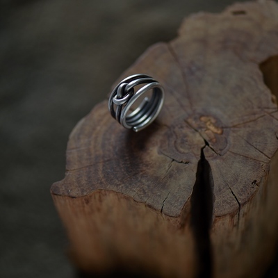 打结泰国手工银戒指925纯银