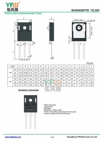 MUR3020PTR TO-247封装  共阴共阳二极管 /