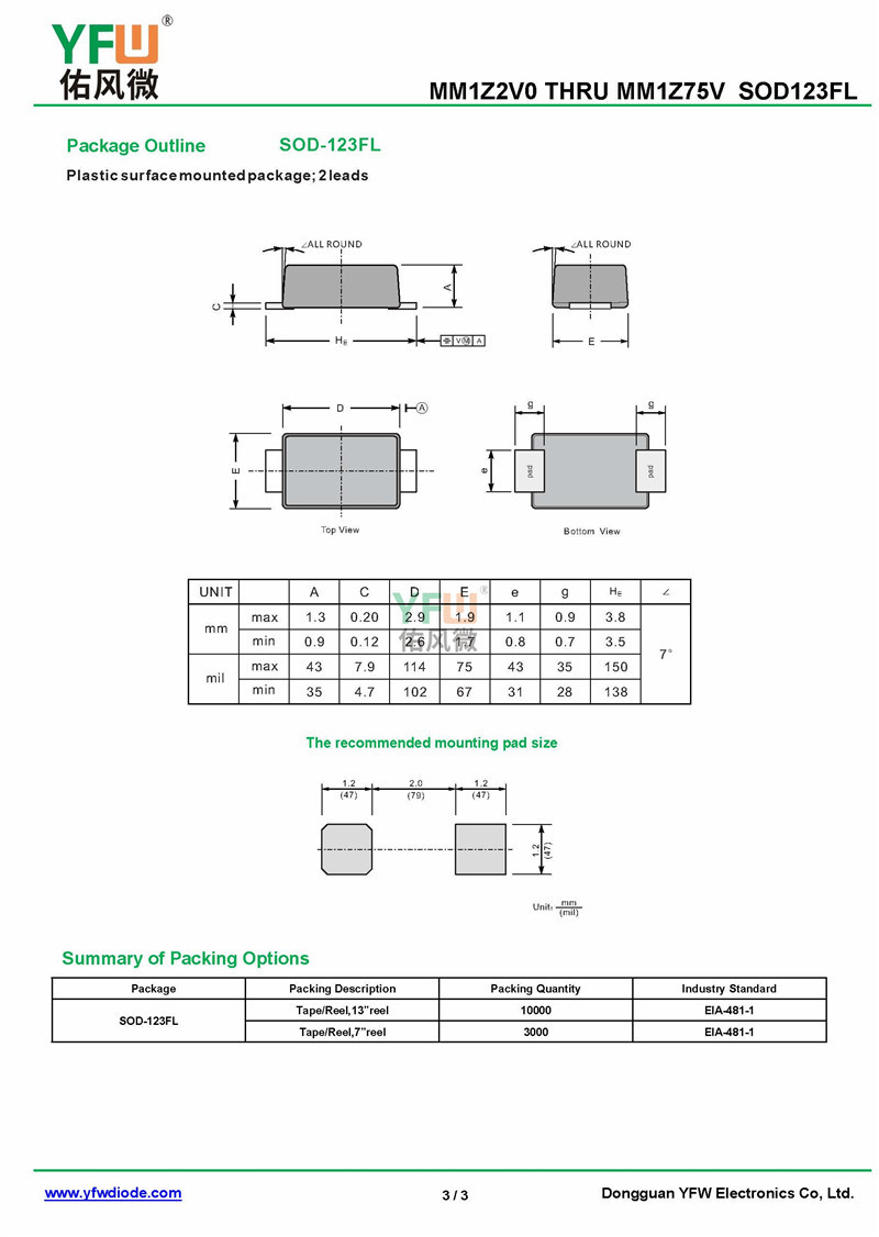 MM1Z75 SOD123FL稳压二极管0.5W75V印字6H 品牌