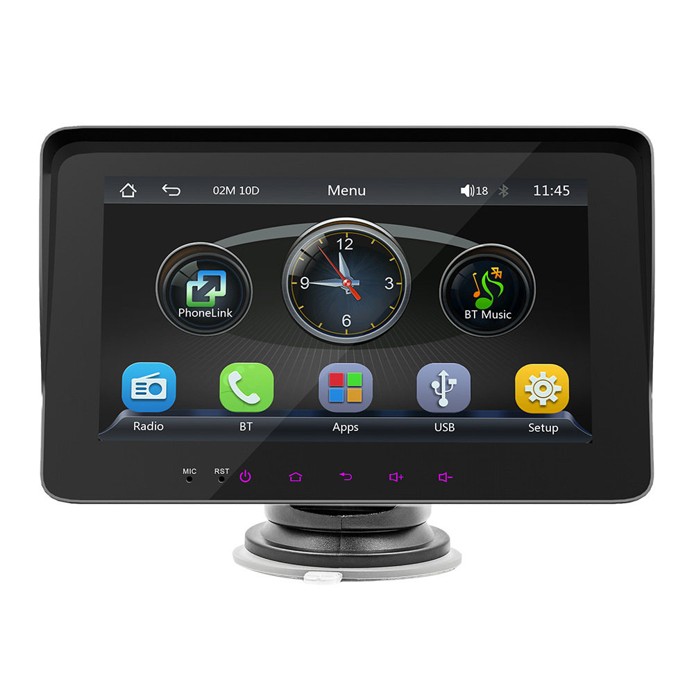 遥控版便携式蓝牙无线carplay Androidauto智能车载导航7色氛围灯