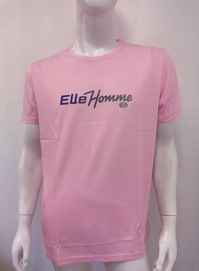 EL家夏季男士圆领短袖T恤迪柯款桑蚕丝面料都市休闲款粉红色
