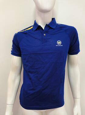 蓝色伦卡男士翻领短袖T恤欧尼度款透气舒适商务休闲款胸围98