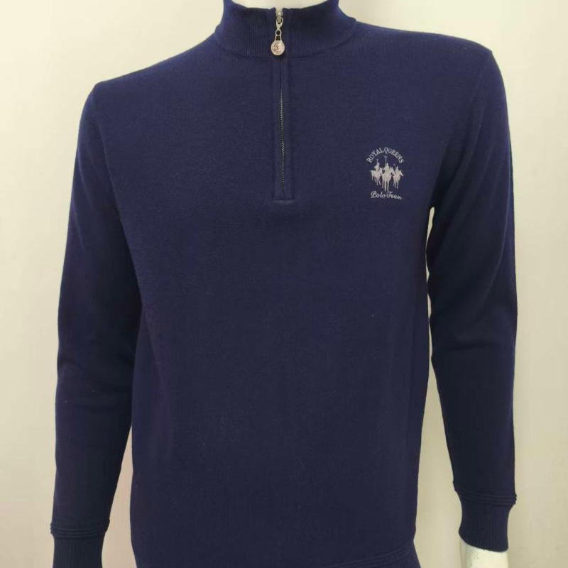 皇家系列冬款男士马球绣标半拉链绵羊毛衫雷迪波款商务休闲款