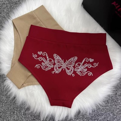 韩国蝴蝶烫钻短裤女heels舞服jazz高弹性感提臀爵士舞防走光