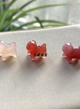 溜达猫天然绯红玛瑙通孔猫咪手链男女款 咪咪冰透卡通动物手饰