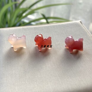 溜达猫天然绯红玛瑙通孔猫咪手链男女款 咪咪冰透卡通动物手饰