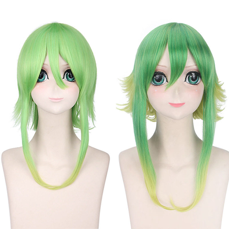 漂流假发 cos假发 黄绿渐变 Vocaloid V家山茶花Gumi 动漫假发