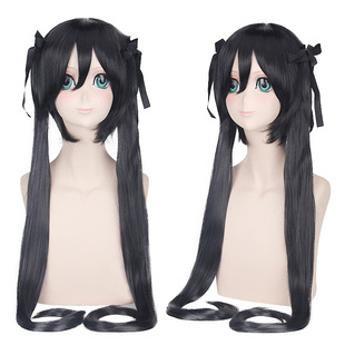漂流假发 cos假发轻音少女中野梓黑色短发+接发系带双马尾169