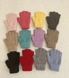 保暖好物-加厚半指全指手套~纯山羊绒分指儿童幼儿园小学生写字鄂