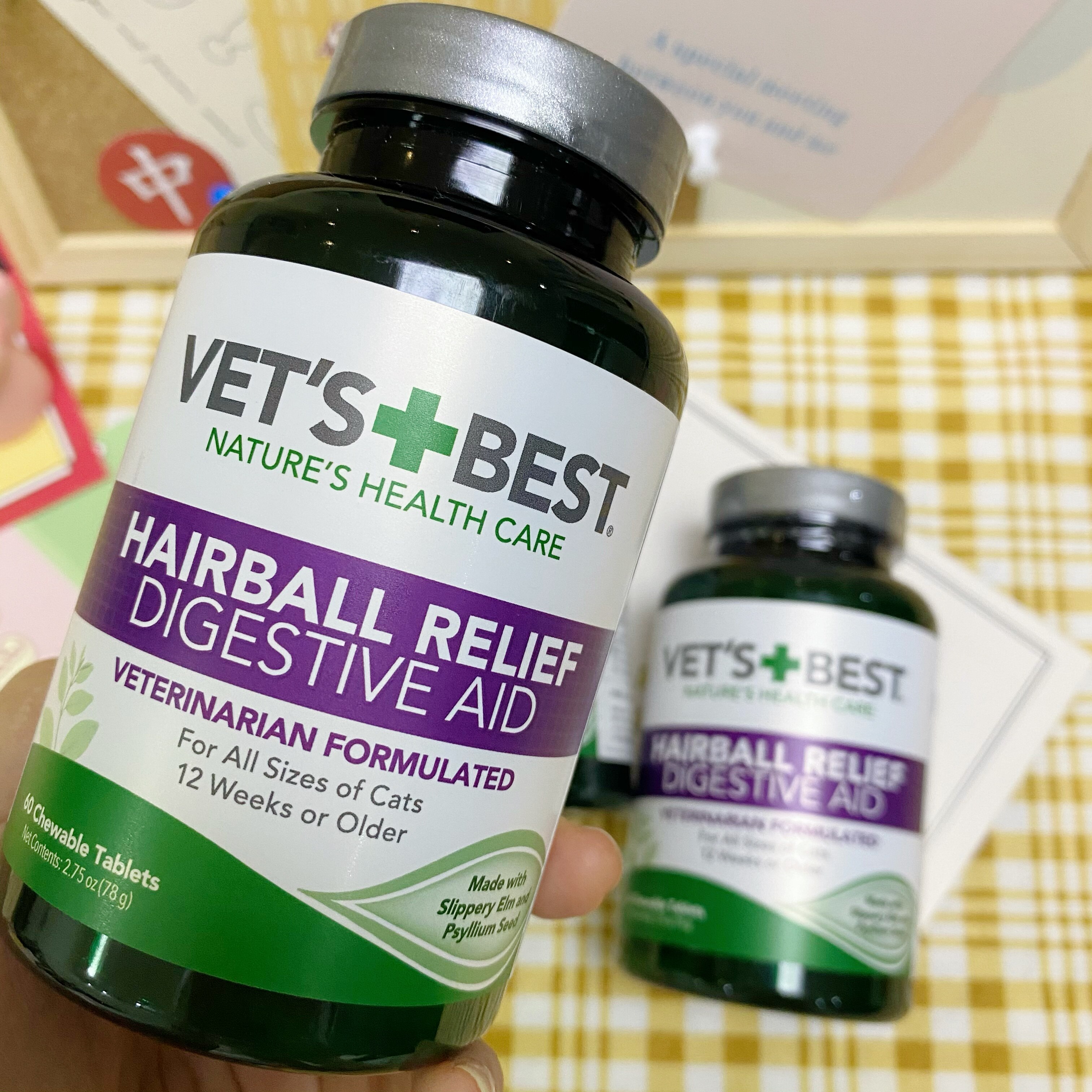 美国vets best绿十字猫草片泌尿片化毛排毛吐毛球带防伪60片