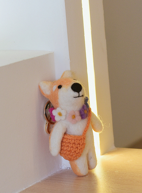 尼泊尔手工羊毛毡精致狐狸包挂金属扣动物卡通挂件钥匙扣黄狐小众