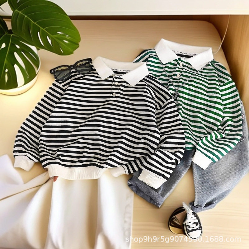 儿童长袖条纹POLO衫秋冬男女童洋气上衣中小童翻领打底衫宝宝T恤,童装/婴儿装/亲子装,儿童POLO衫,淘宝优惠券,粉丝福利购,淘宝优惠卷