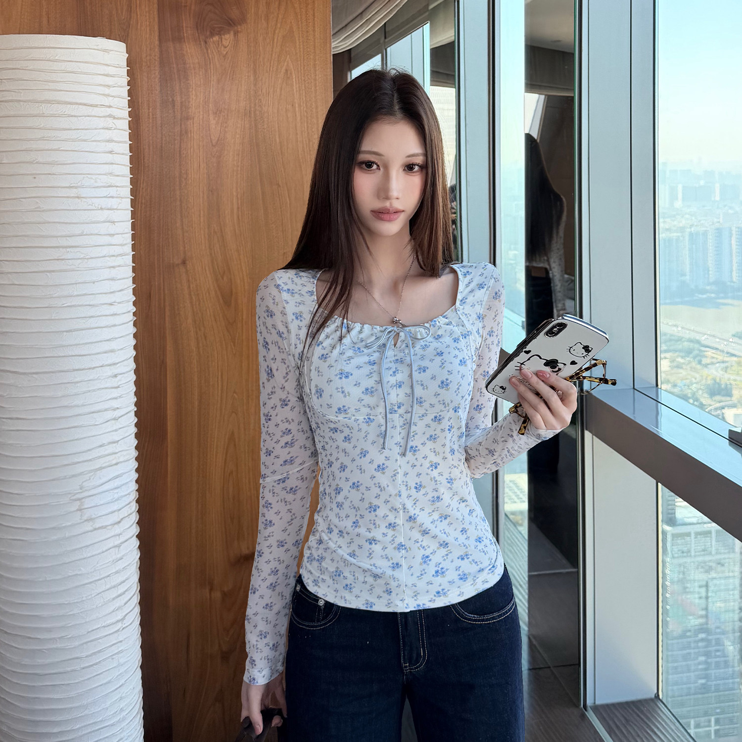 iamannieww春秋女装上衣韩系碎花长袖t恤辣妹风性感修身显瘦打底,女装/女士精品,T恤,淘宝优惠券,粉丝福利购,淘宝优惠卷