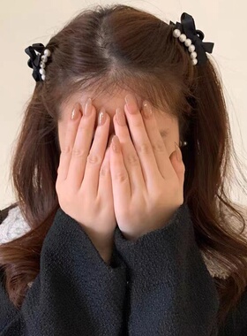 2023刘海发夹女前额赫本复古风珍珠公主头蝴蝶结抓夹半扎发夹发饰
