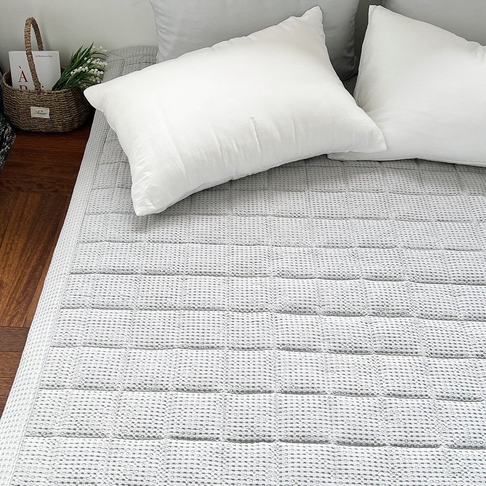 韩国代购新品防滑款莫代尔华夫格床单百搭舒适特亲肤床垫多色可选