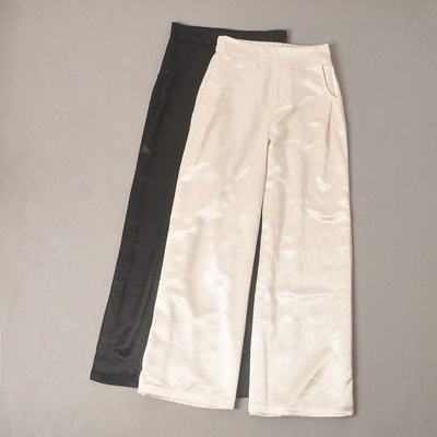 复古高ji微皱肌理缎面休闲裤