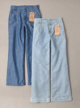 走韩国箪！薄款舒服高腰窄版阔腿裤牛仔裤女时尚百搭直筒裤长裤