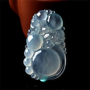 美玉佳缘 天然A货翡翠仿古龙吊坠冰种天空蓝正品缅甸玉石龙牌挂件