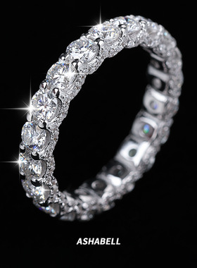 厂家批发S925纯银戒指指环女 群镶莫桑石戒指镀18K金结婚古巴