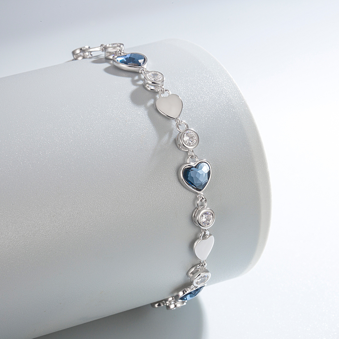 海洋之心水晶手链925纯银