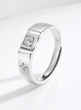 星光伴月镶嵌戒指男款s925纯银欧美冷淡风高级感设计食指戒送男友