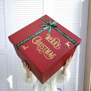 正方形红色圣诞礼物盒生日礼品盒大号包装盒男女伴手礼高级感空盒