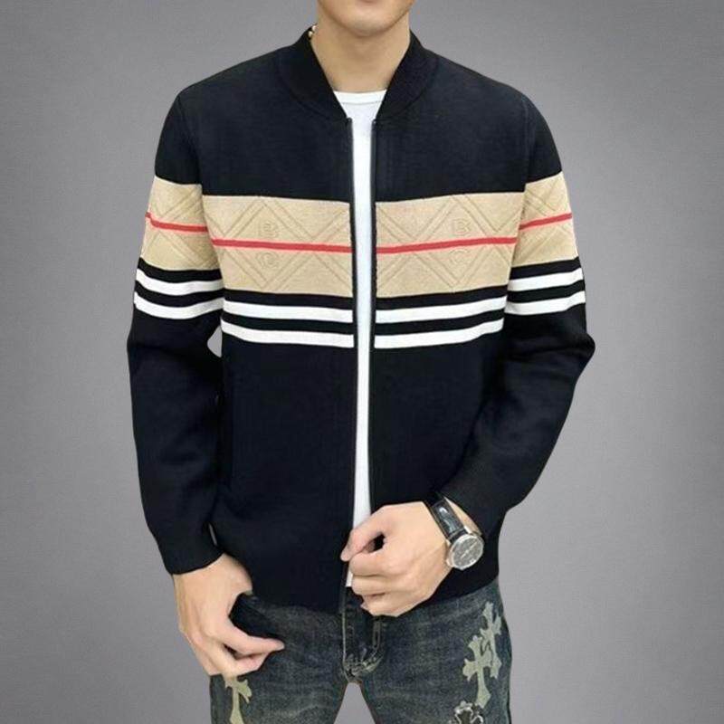 拼接针织开衫外套男士春秋新款痞帅毛衣夹克男装高级感潮牌线衣服