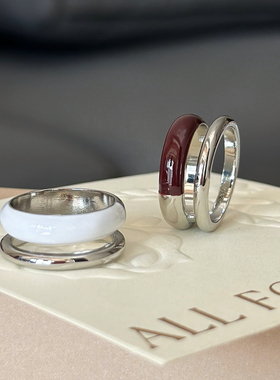 2025年秋冬新款美拉德棕色银色双层极简时髦戒指戒指日常叠戴指环