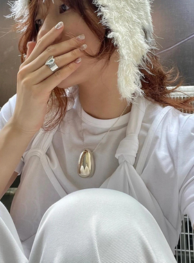 SophieBuhai欧美小众设计金银光面实心有重量感蛋形水滴吊坠项链