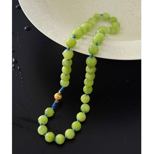 青提葡萄项链 夏日超显白手工石料绿色串珠叠戴choker