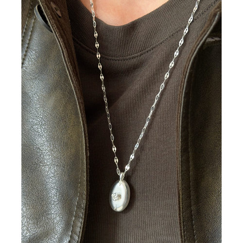 小众设计马吉*银色立体椭圆拉丝工艺玫瑰花项链  冷淡风耳钉女