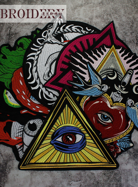 刺绣潮流眼睛布贴时尚衣服外套破洞百搭diy辅料装饰贴 熨烫可缝款