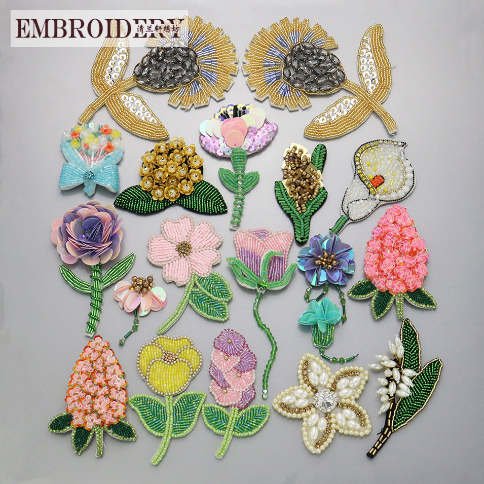 手工钉珠太阳月亮流苏 金花图案衣服补丁包帽百搭装饰配饰品 可缝