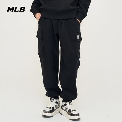 MLB秋冬款男女同款长裤NY加绒大口袋工装束脚卫裤运动裤3APTB0846