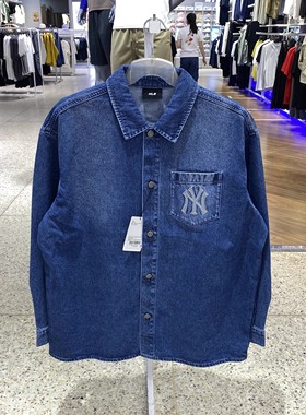 MLB秋季男女同款时尚百搭后背大标休闲宽松纯棉牛仔外套3ADRB0354