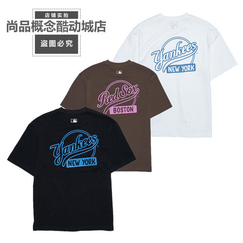 MLB新款男女同款运动休闲圆领舒适时尚潮流圆领短袖T恤 3ATSB5353