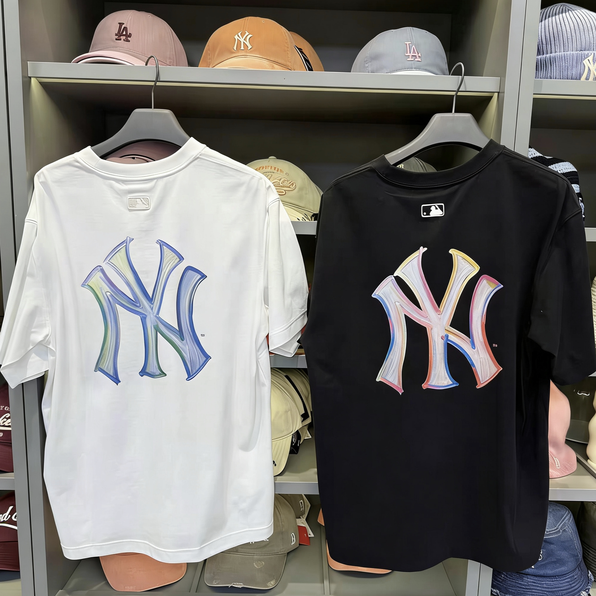 MLB春夏NY手绘情侣短袖T恤图片