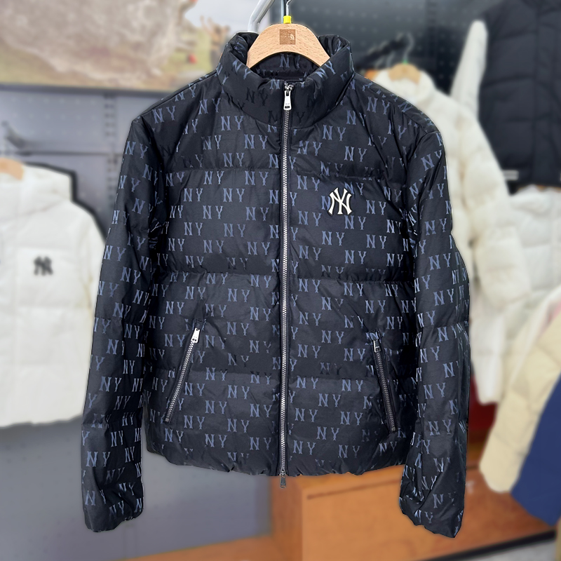 满印立领鸭绒外套羽绒服MLB男女