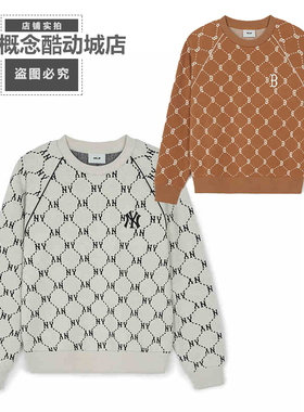 MLB秋季新款男女同款圆领休闲钻石老花套头时尚舒适卫衣3AMTM0144