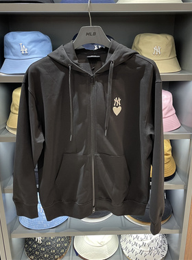 MLB国内专柜2024年男女款爱心系列运动连帽拉链外套卫衣3ATRH0141