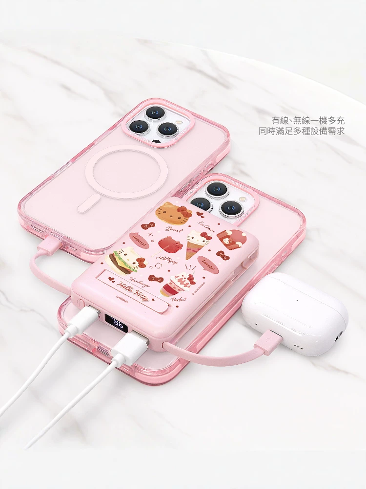 Hello Kitty, яблоко, магнитная совместимость сверхтонкой зарядки iPhone 16, ручной телефон, источник питания, 16proMax, iPhone