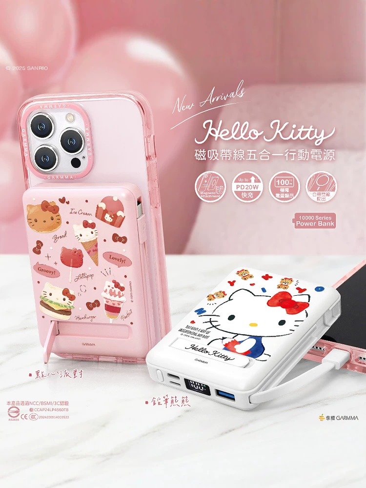 Hello Kitty, яблоко, магнитная совместимость сверхтонкой зарядки iPhone 16, ручной телефон, источник питания, 16proMax, iPhone