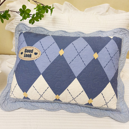 特价外贸斜纹纯棉枕套一对装夹棉