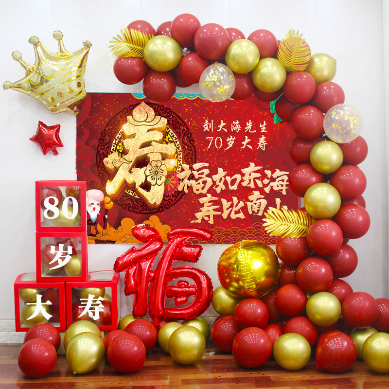 老人6080岁过寿布置爸妈爷长辈寿星生日场景寿字装饰定制海报寿宴