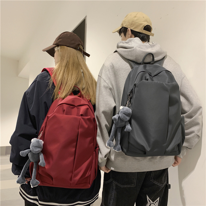 书包女大学生简约ins潮酷大容量双肩包韩版纯色轻便休闲旅行背包