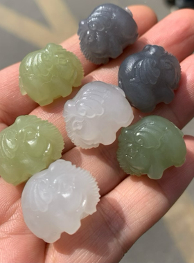 天然和田玉立体大象吊坠吉祥如意立体萌宠小象挂坠项链男女送证书