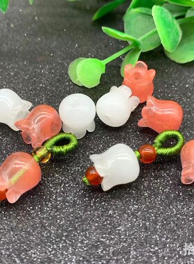 diy新疆铃兰花玉坠耳环小配饰